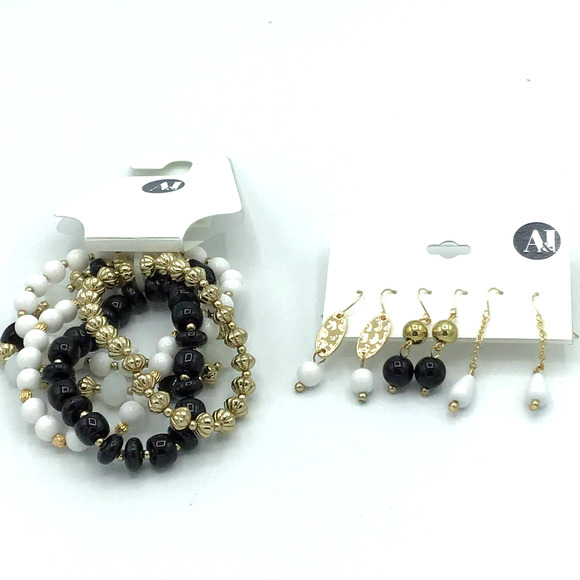 None Jewelry - A & I Five Stretch Bracelets + 3 Earrings